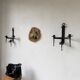 Wrought iron candle holders 1900 brutalist sconces