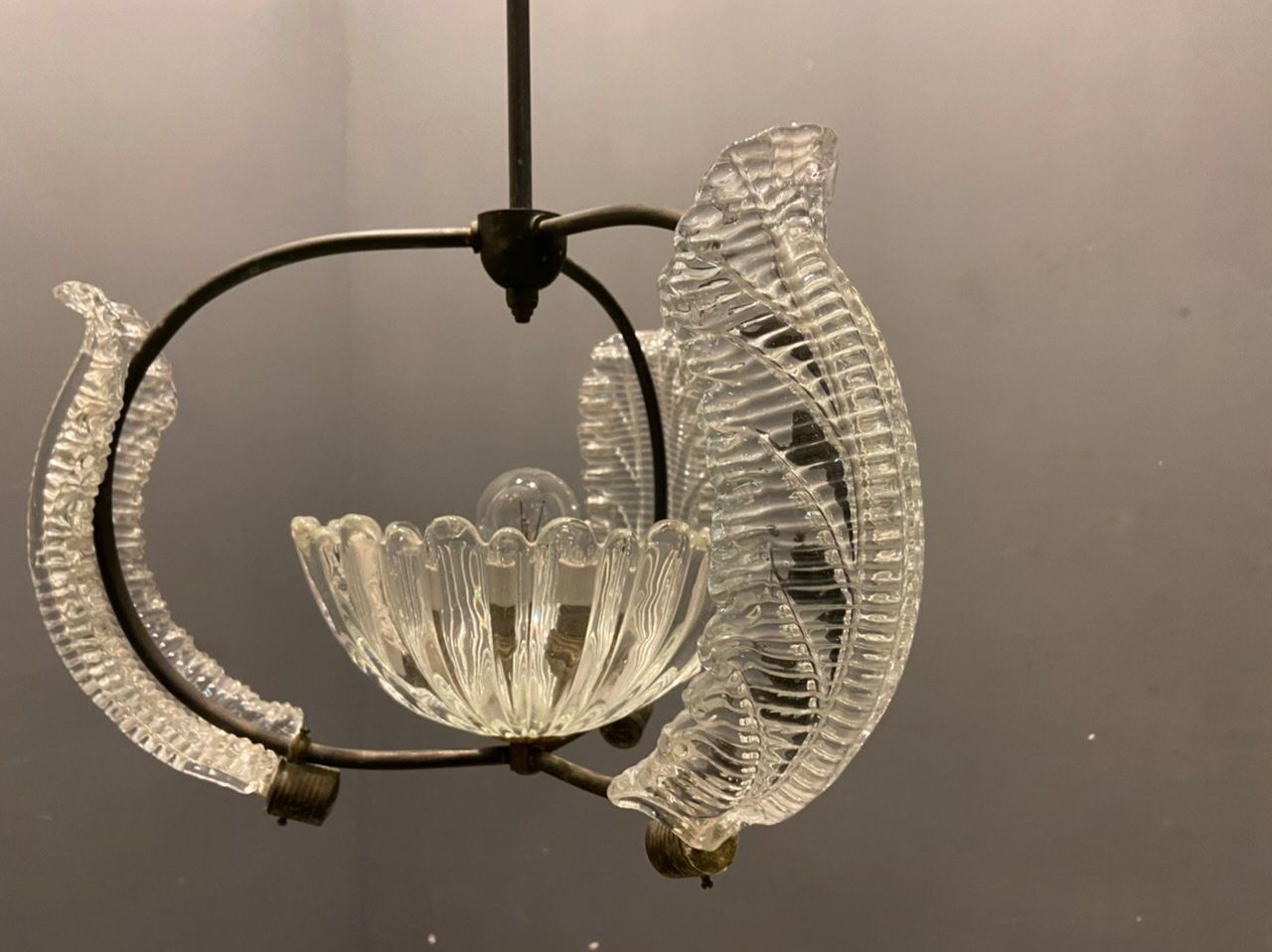 Italian Murano Glass Pendant Lamp by Ercole Barovier, 1940s