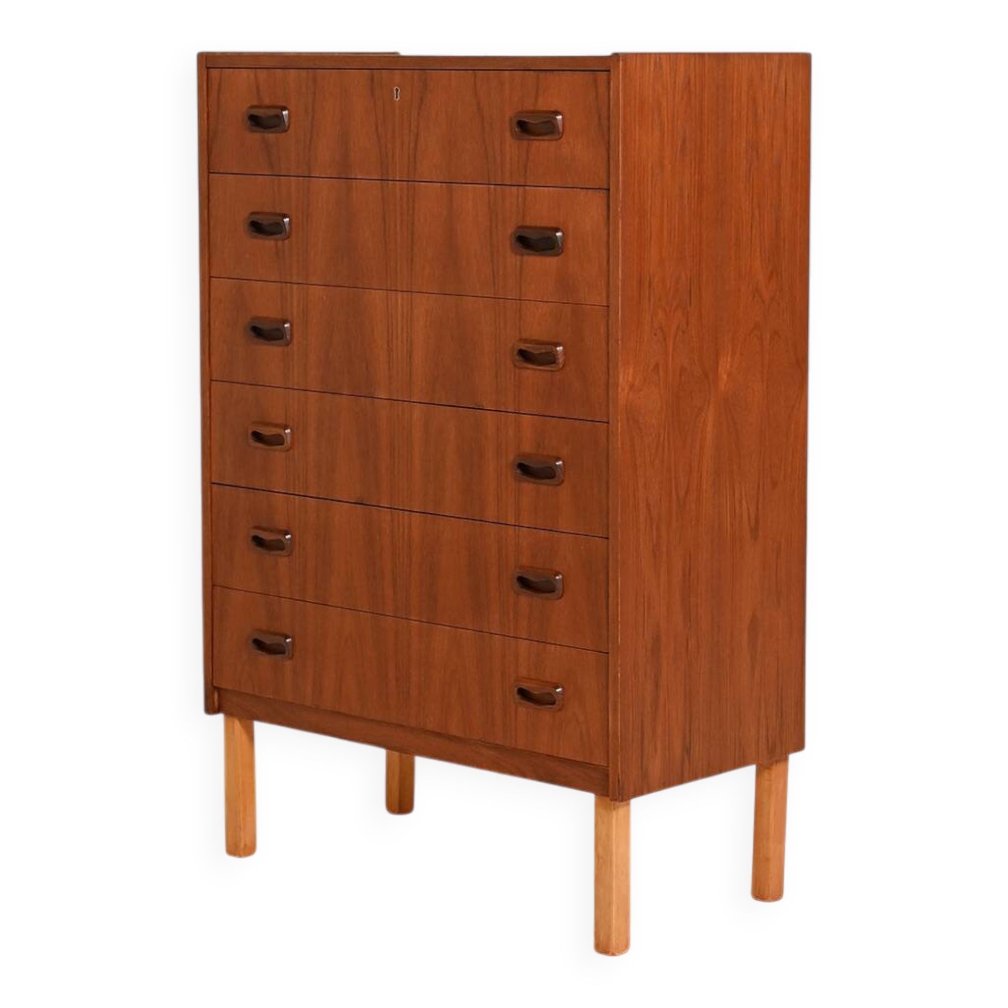 Commode haute en teck et chêne scandinave, années 1960