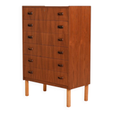 Commode haute en teck et chêne scandinave, années 1960