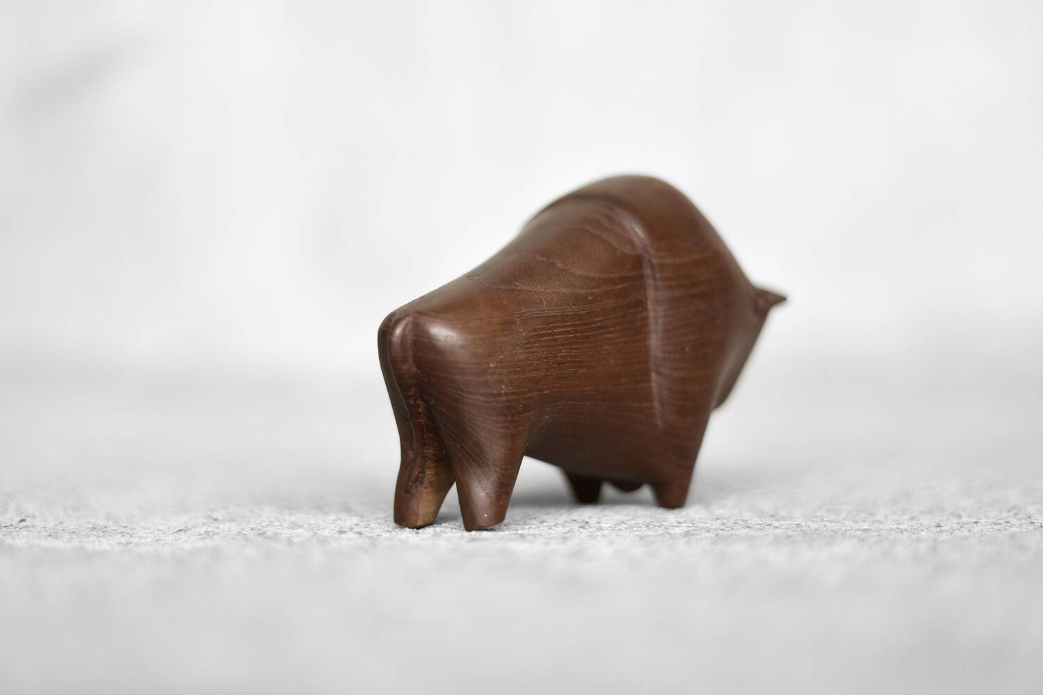 Dark teak bison figurine in mid-century modern Danish style, 1960.