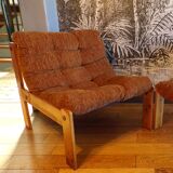 Scandinavian pine and velvet seat