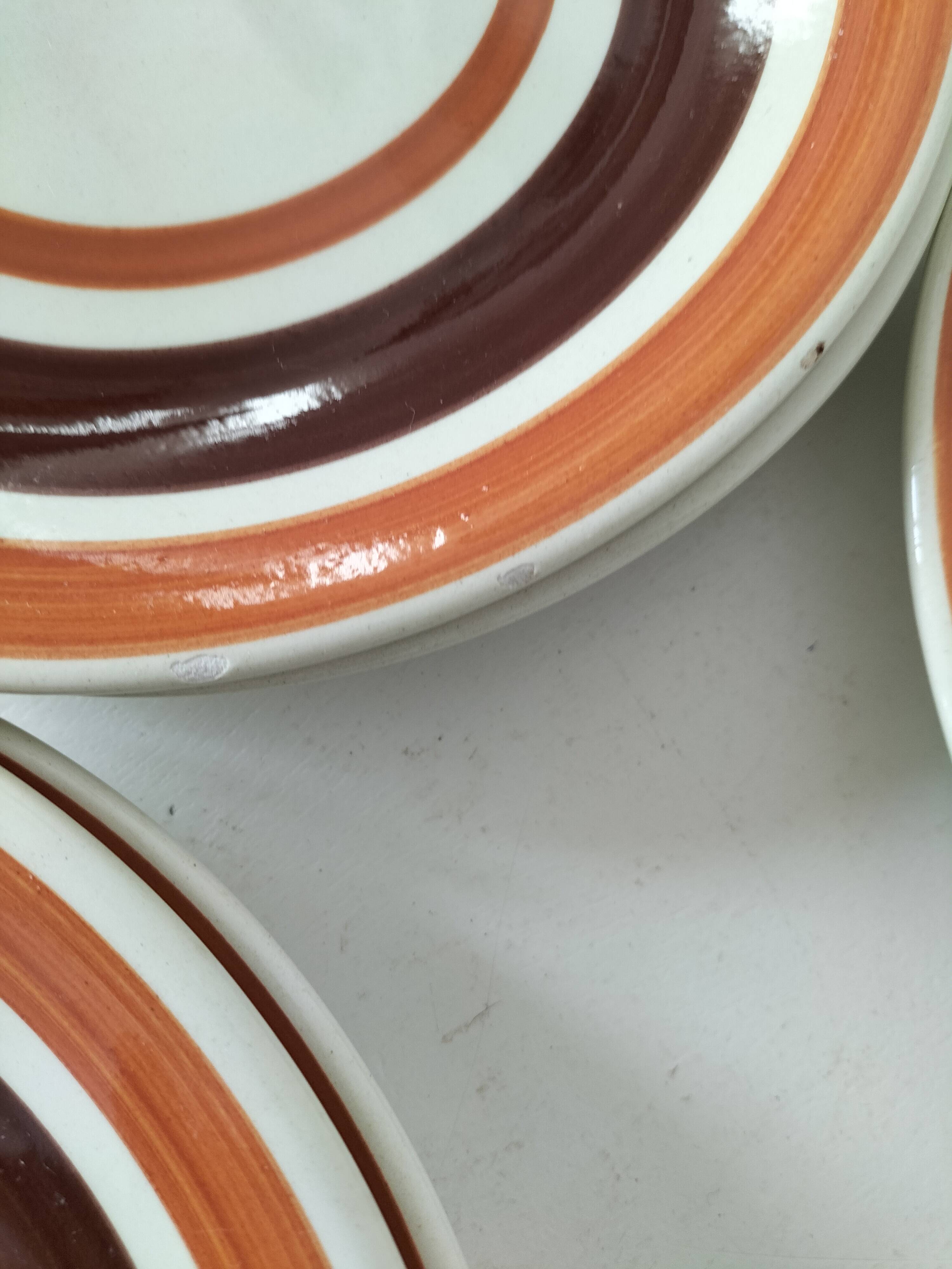 6 dessert plates Castellania – concentric orange and brown design