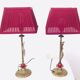 Pair of vintage golden acanthus leaf decorative lamps