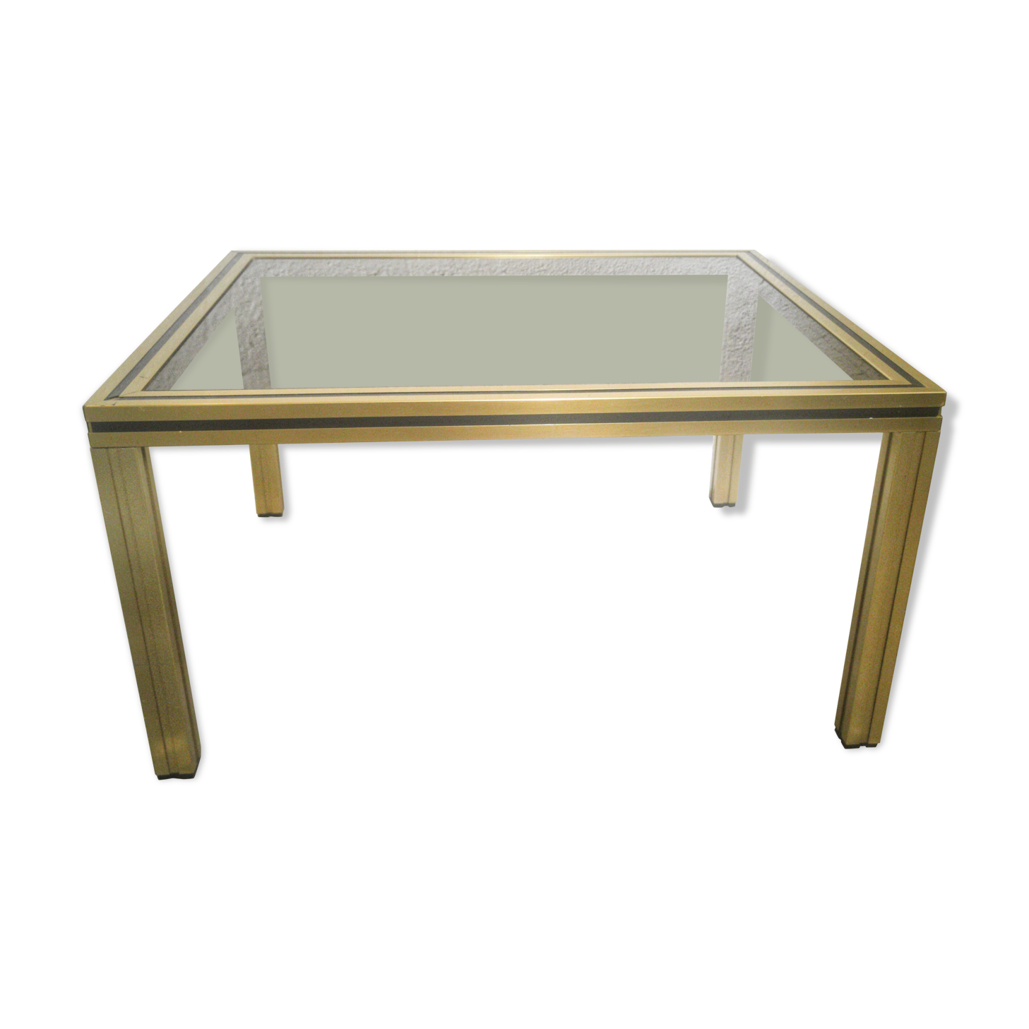 Gold metal side table and smoked glass