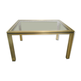 Gold metal side table and smoked glass