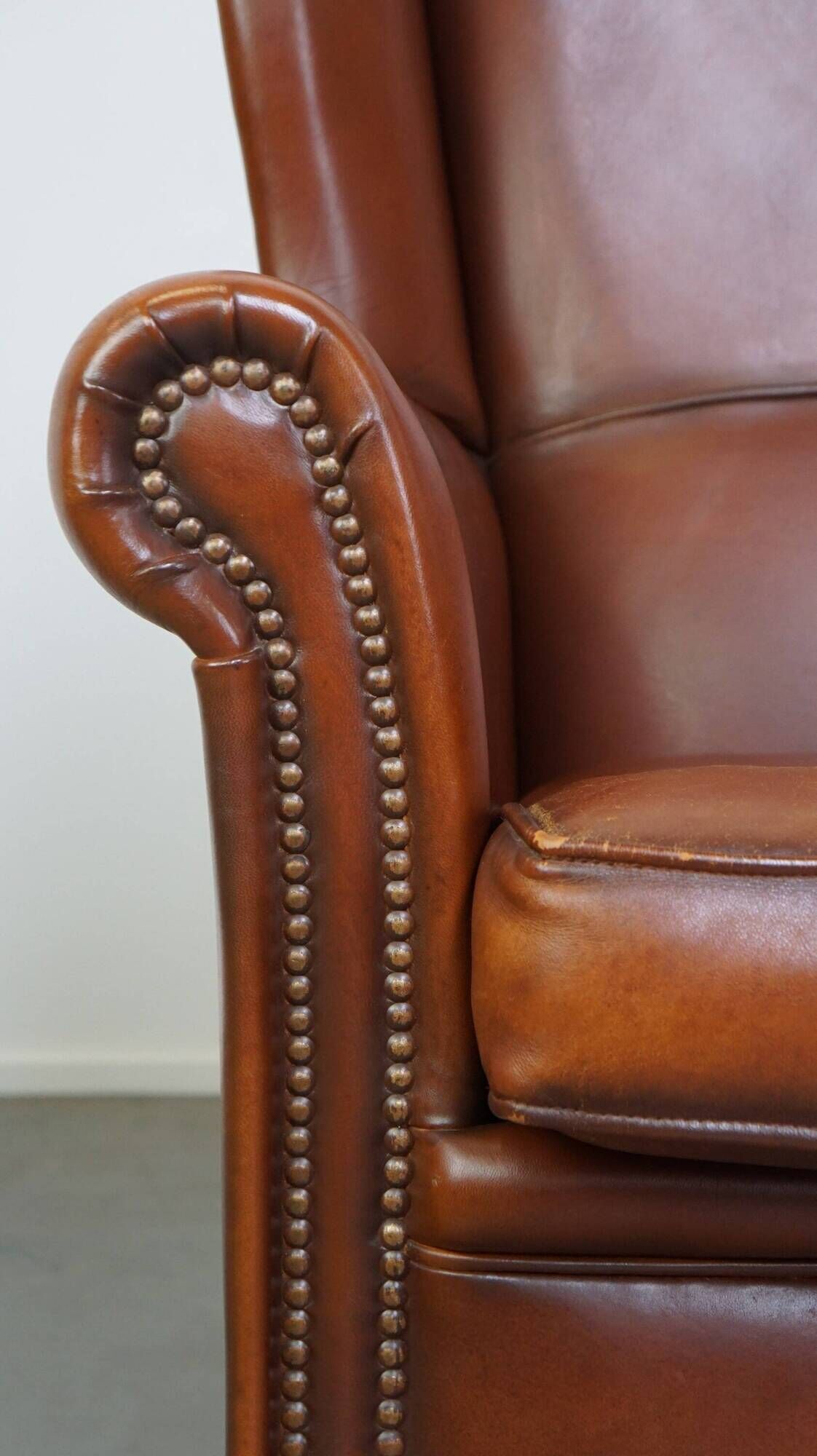 Beautiful classic sheepskin armchair with a beautiful appearance and a comfortable seat