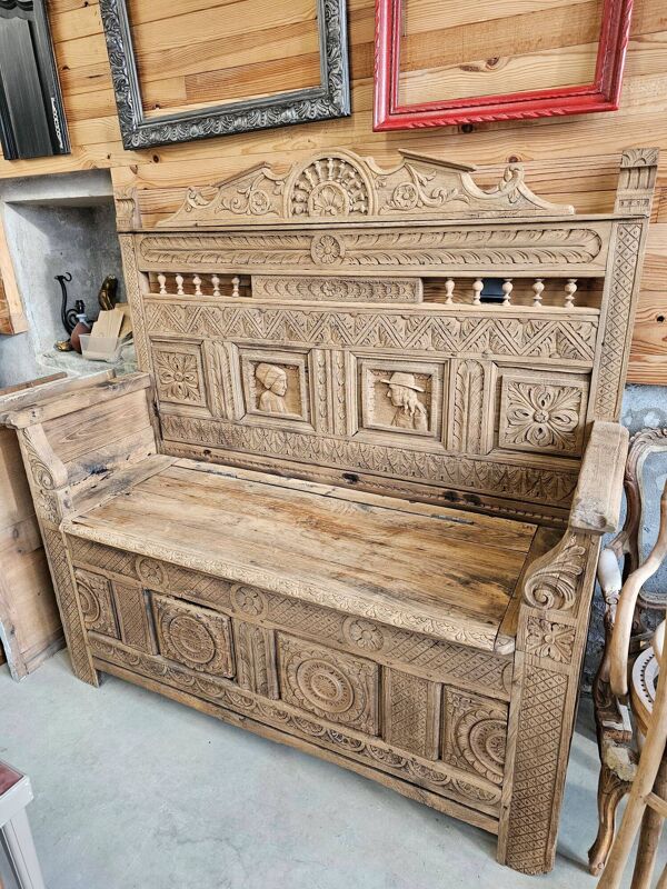 Banc coffre breton ancien