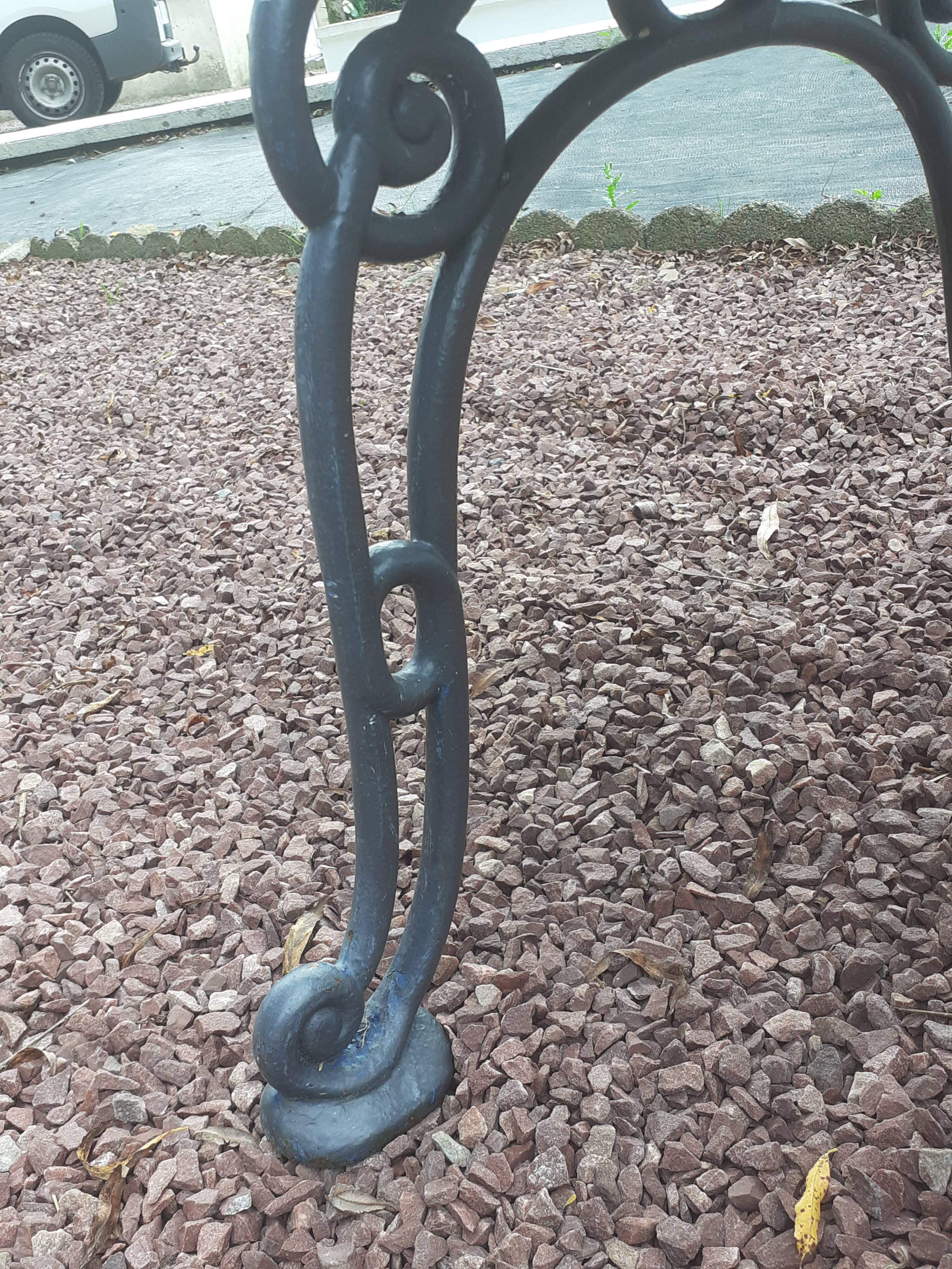 Garden bench with old cast-cast-or-cast-or-cast foot