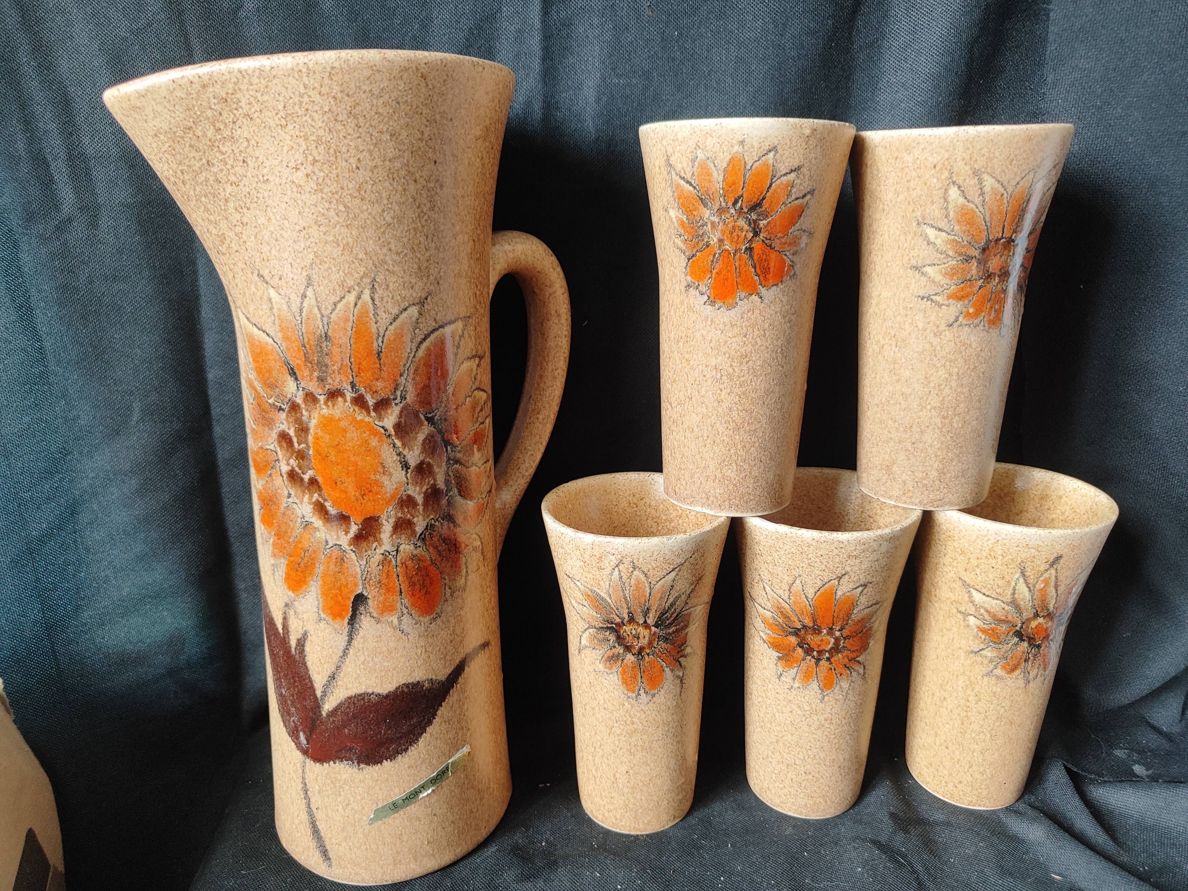 Vintage stoneware /Paci Claude Vallauris /orangeade service