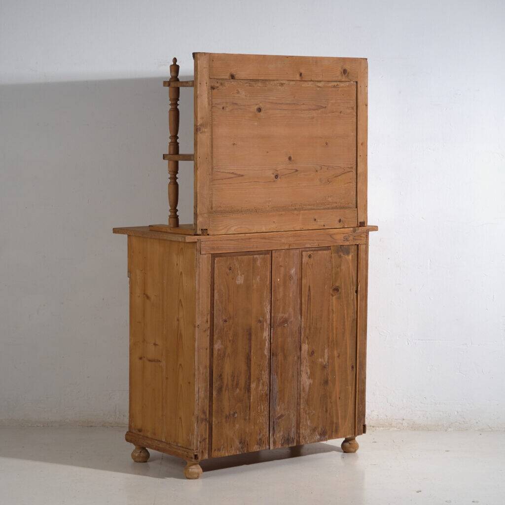 Antique pine dresser – European rustic furniture with shelves – circa 1940