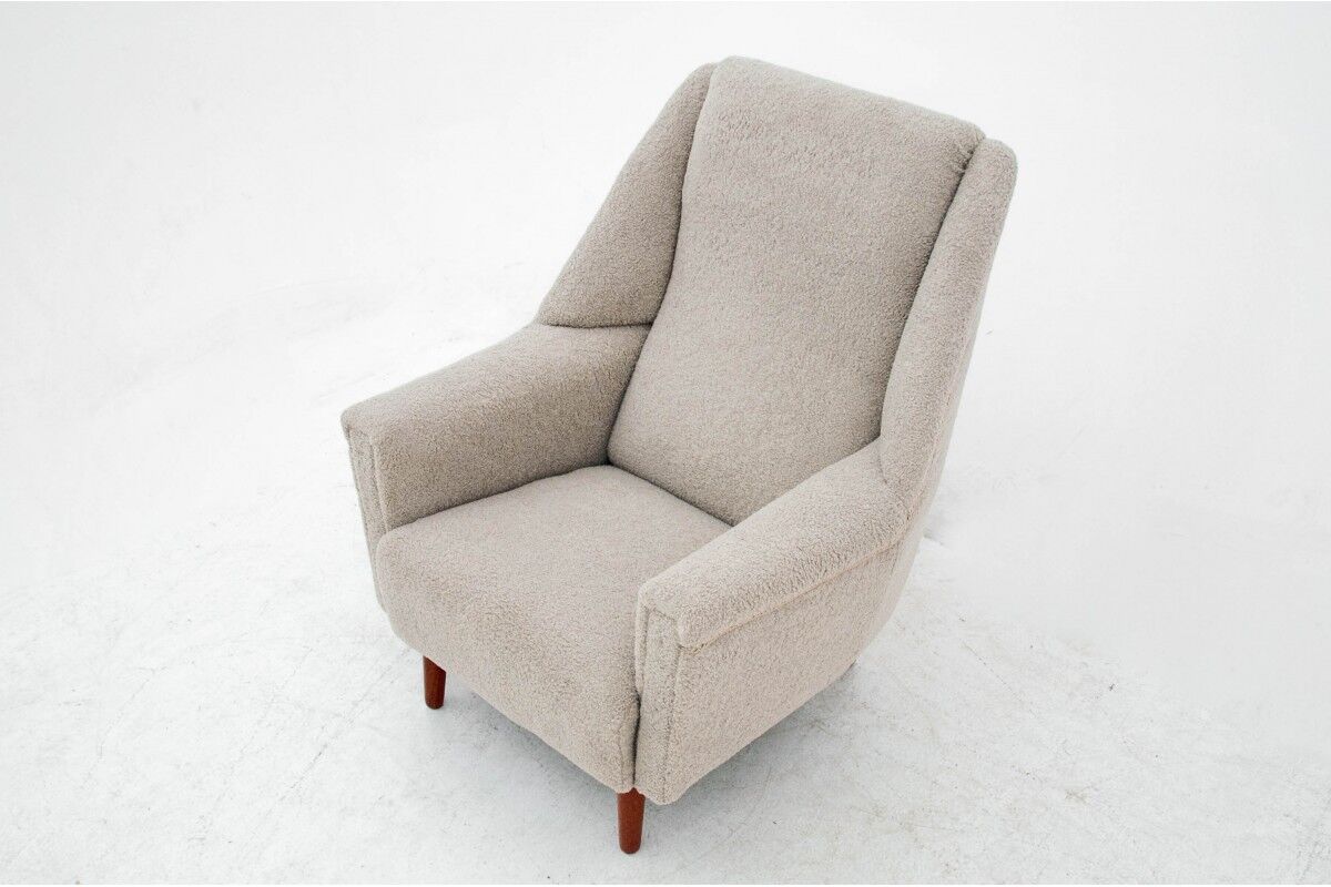 Beige Bouclé Armchair, Danish Design, 1960s