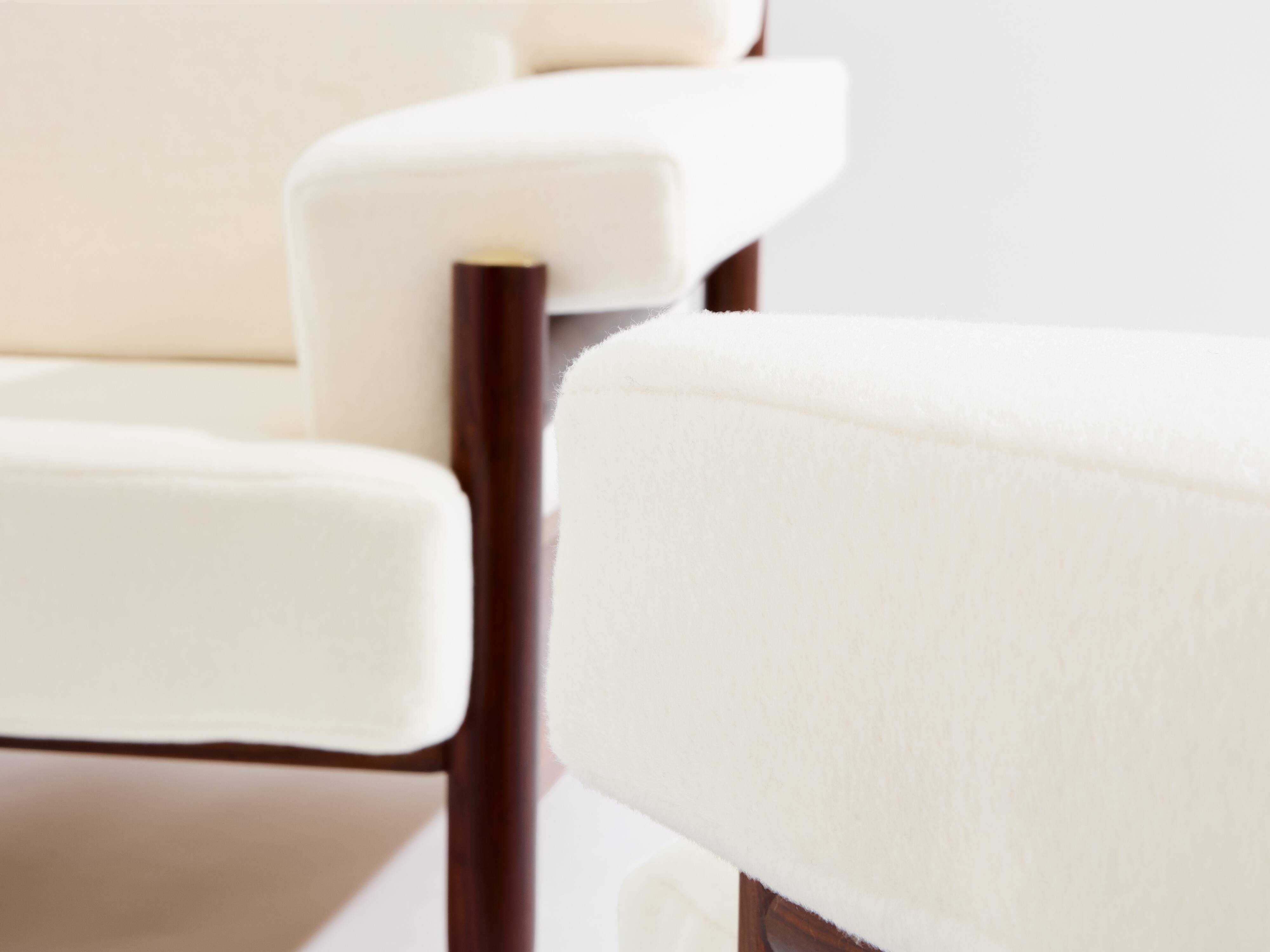 Pair of armchairs by Carlo De Carlo, rosewood, leather, brass, 1966