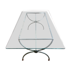 table à manger en fer forgé et verre