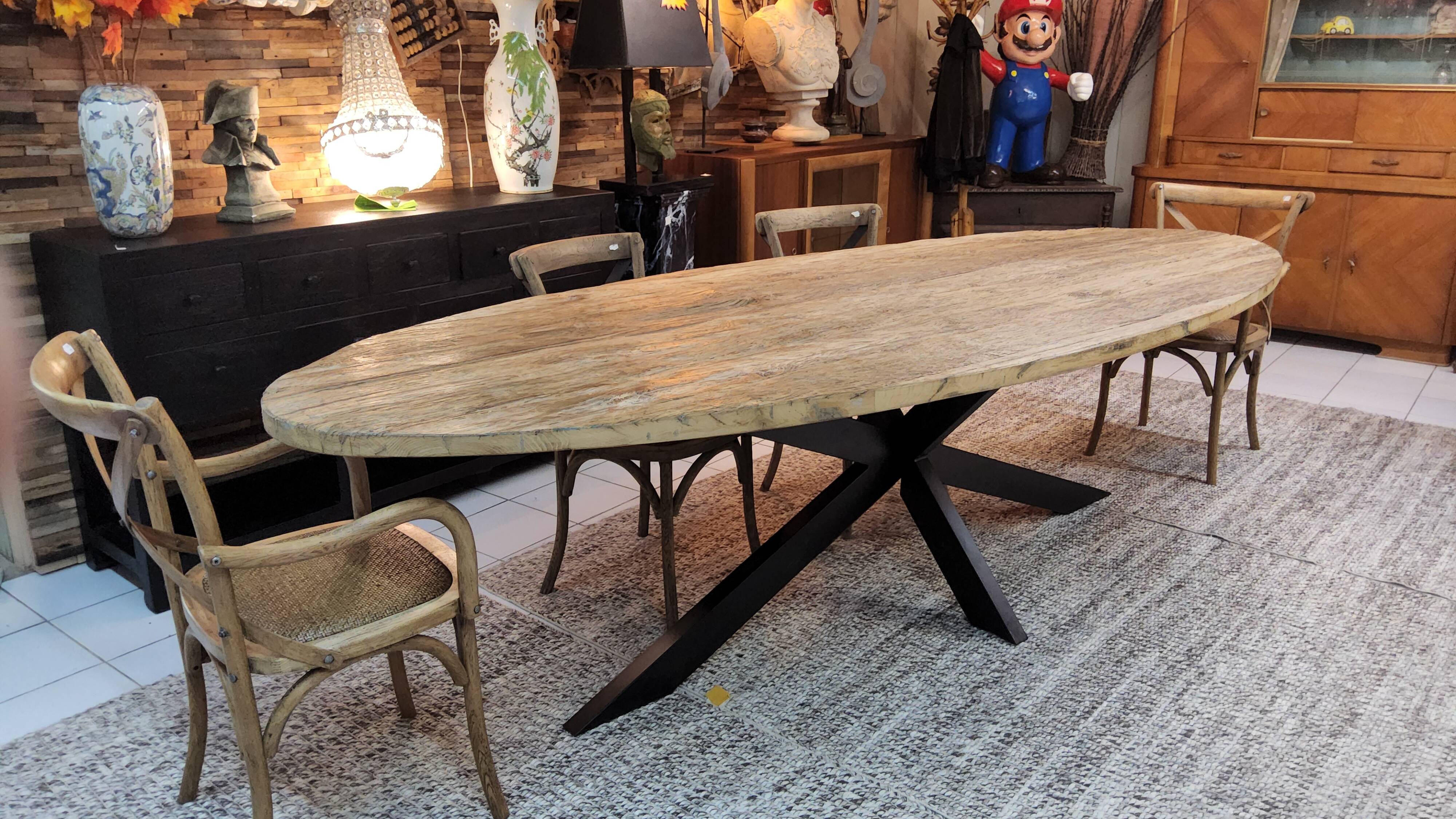 Industrial oval table