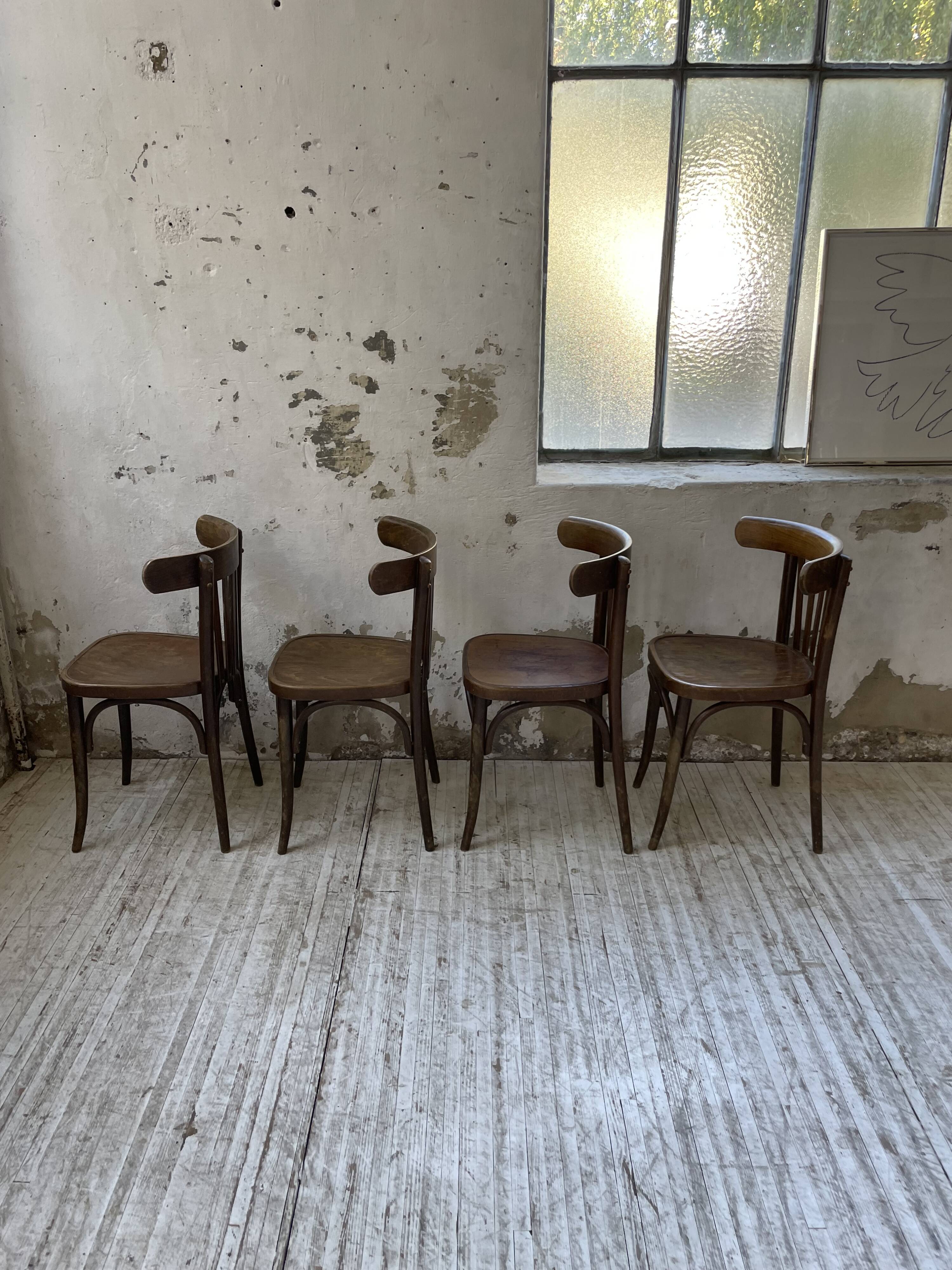 Set of 4 wooden bistro chairs
