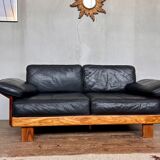 Canape seltz elm and leather design 1960