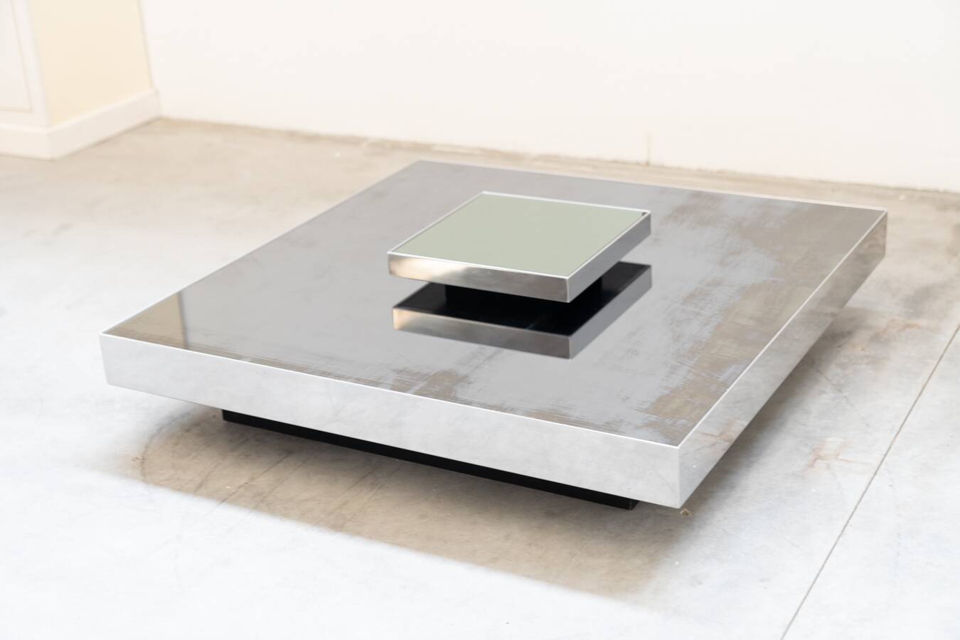 Stainless steel and glass coffee table by Ausenda, 1970Style