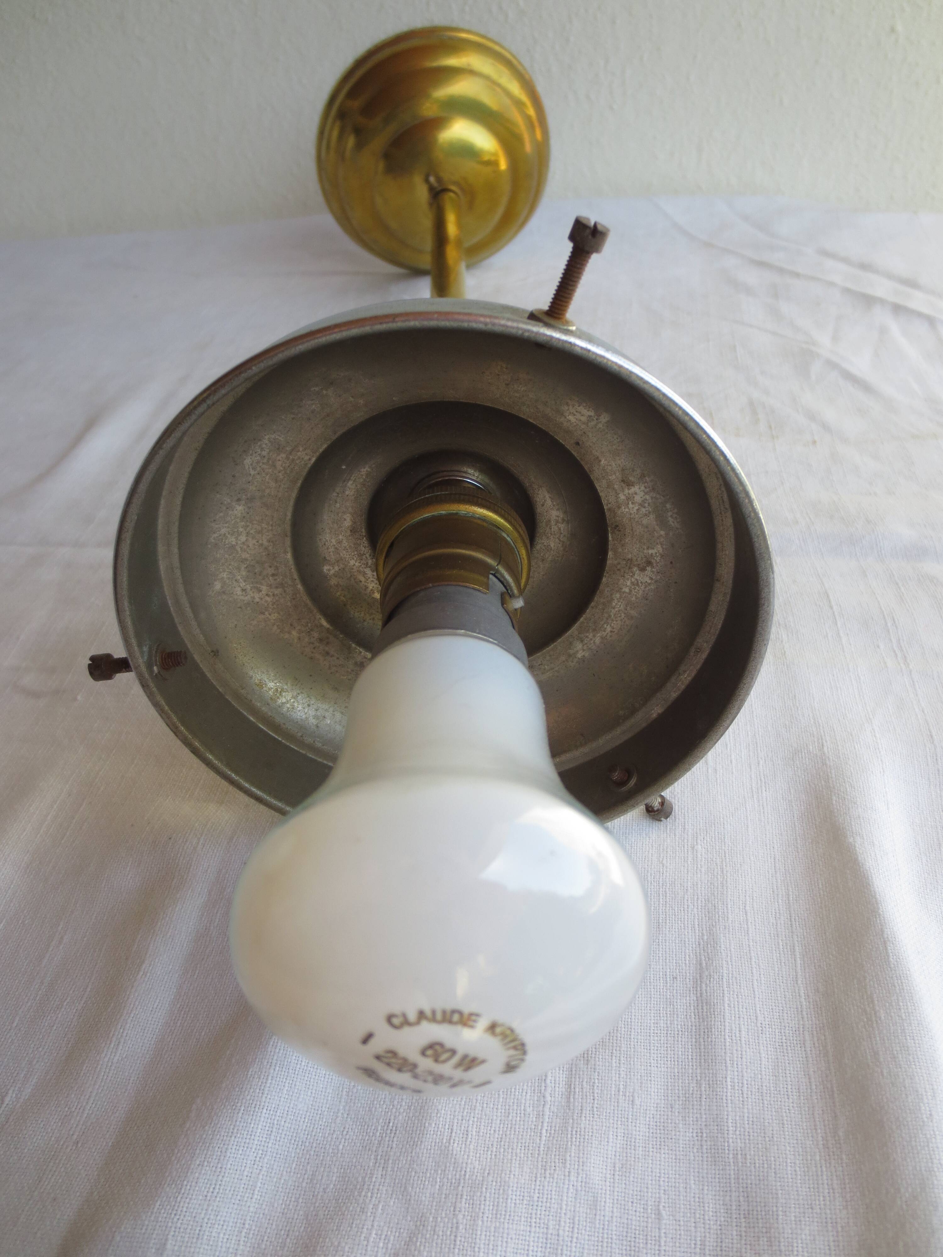 Suspension  laiton et opaline blanche