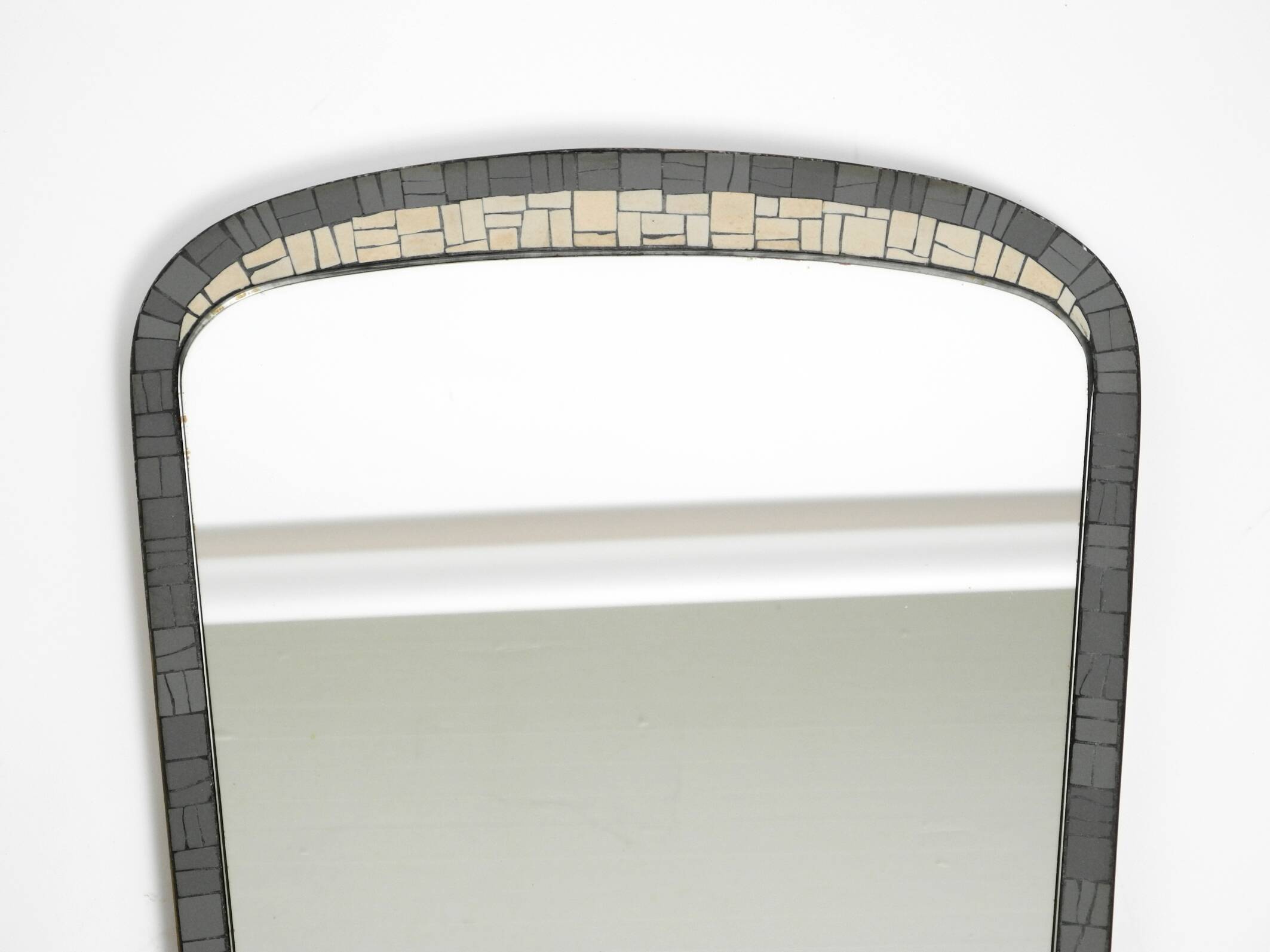 Mid Century mosaic wall mirror with brass frame by Münchner Zierspiegel