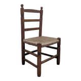 Chaise enfant en bois et paille