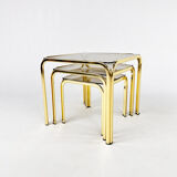 Brass and Smoked glass Nesting Tables, 1970s