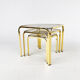 Tables gigognes en laiton et verre fumé, années 1970