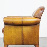 Cowhide Leather Armchair with Deep Warm Colors