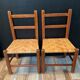 Paire de chaises enfant vintage en bois et rotin