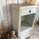 White patinated bedside table with a marble top