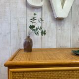 Vintage rattan chest of drawers