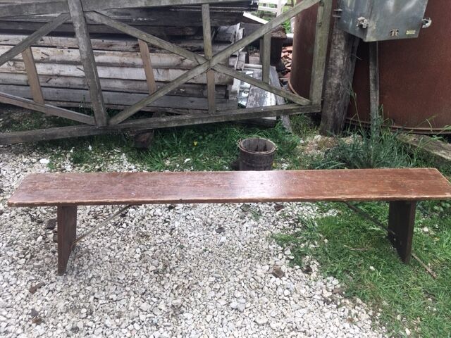 lot of 10 '30s bistro benches in pretty pattine fir