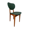 Wooden chair and green leather years -60s