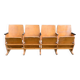 Banquette cinéma vintage 4 places marron en hêtre verni style Mid-Century années 1950