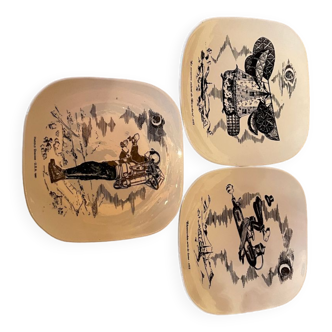 Set of 3 flat plates Gien