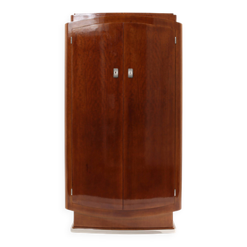 Cabinet en acajou flammé et métal nickelé, Jules Leleu, 1930