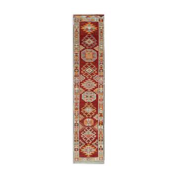 Tapis antique anatolian red runner tissé à la main 78 cm x 383 cm