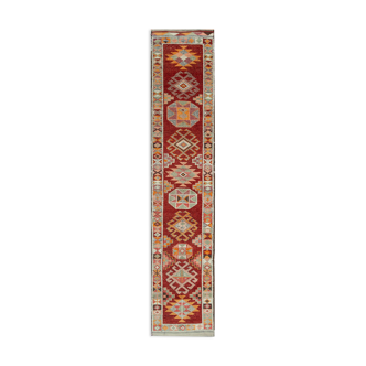 Tapis antique anatolian red runner tissé à la main 78 cm x 383 cm