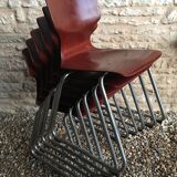 Set of 6 vintage Pagholz Flötotto stackable chairs in Pagwood