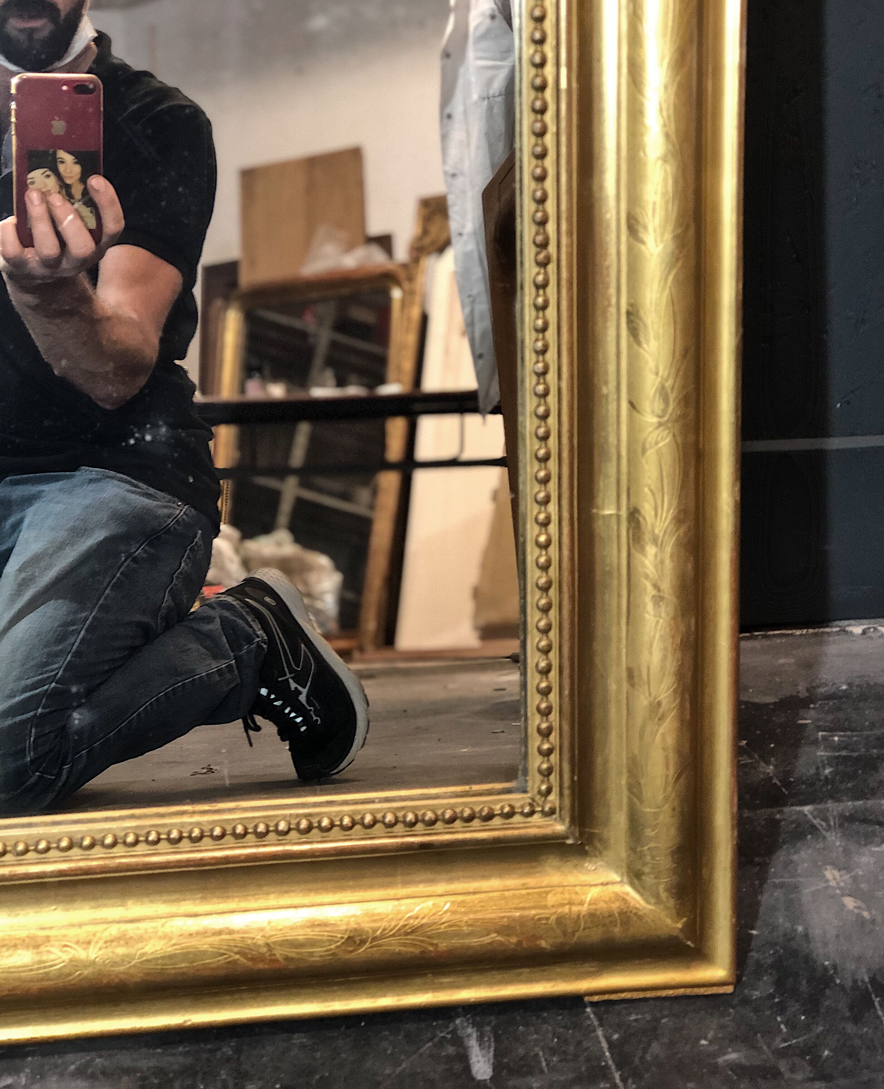 Old mirror 162 x 104 gold leaf gilding