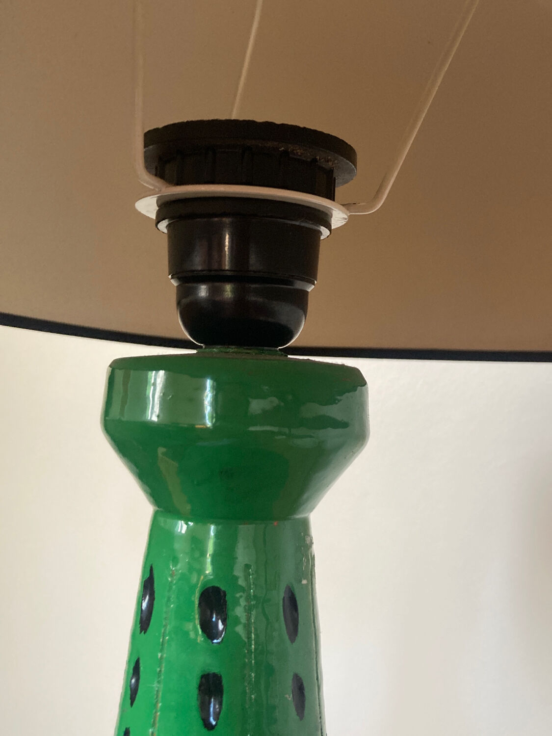 Handcrafted green ceramic lamp