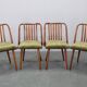 Set of four 1960s Šuman mid-century beech dining chairs, restored upholstery