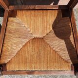 Pair of oak armchairs with straw seats and backs.