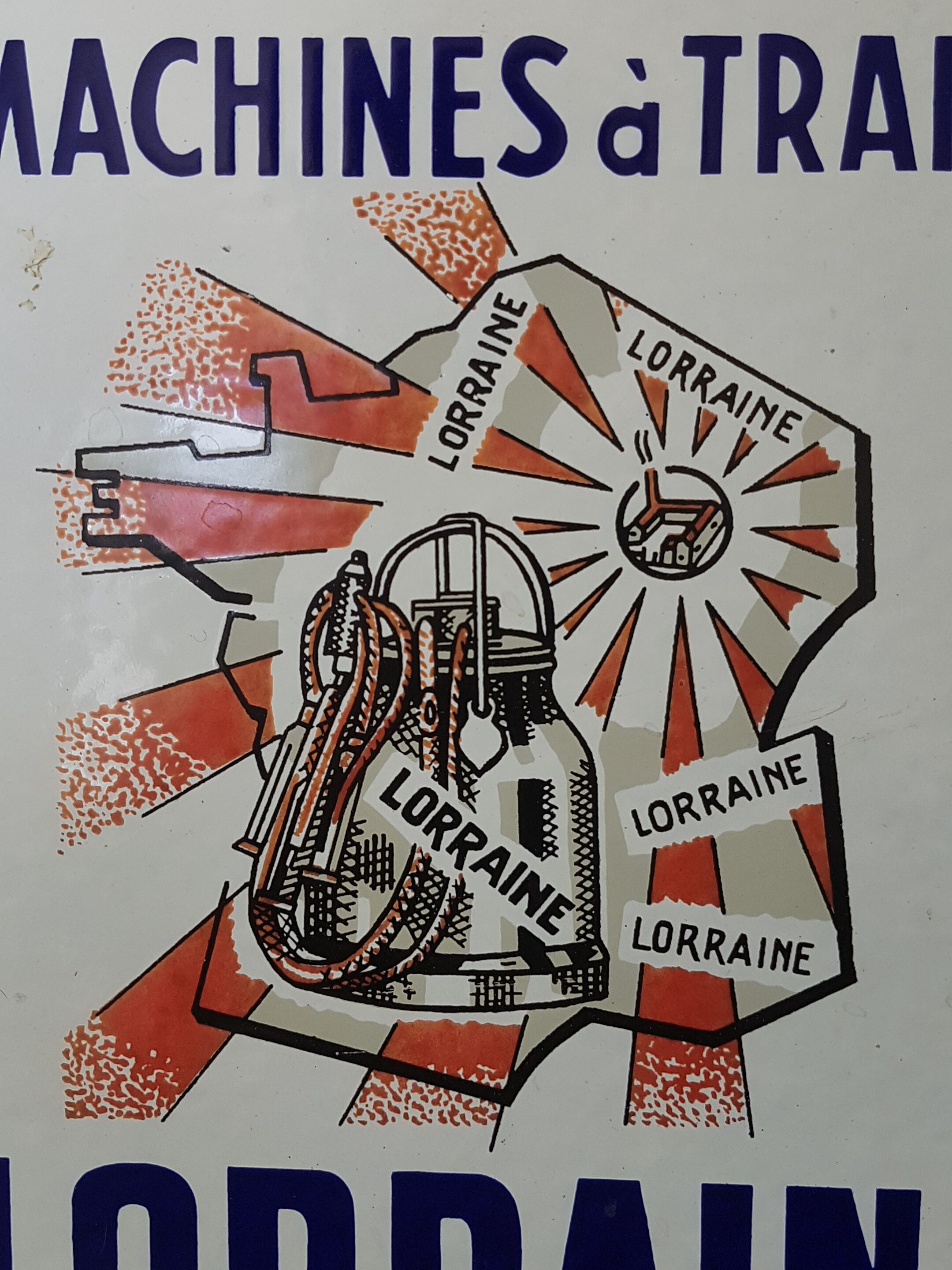 Plaque émaillée " Machine à traire Lorraine"  vintage 50