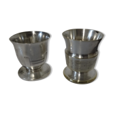 Paire coquetiers metal argente