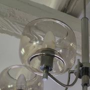 70s chandelier, smoked glass globe, 5 lights