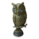 Miniature owl figurine Greece Bronze Plated on Base