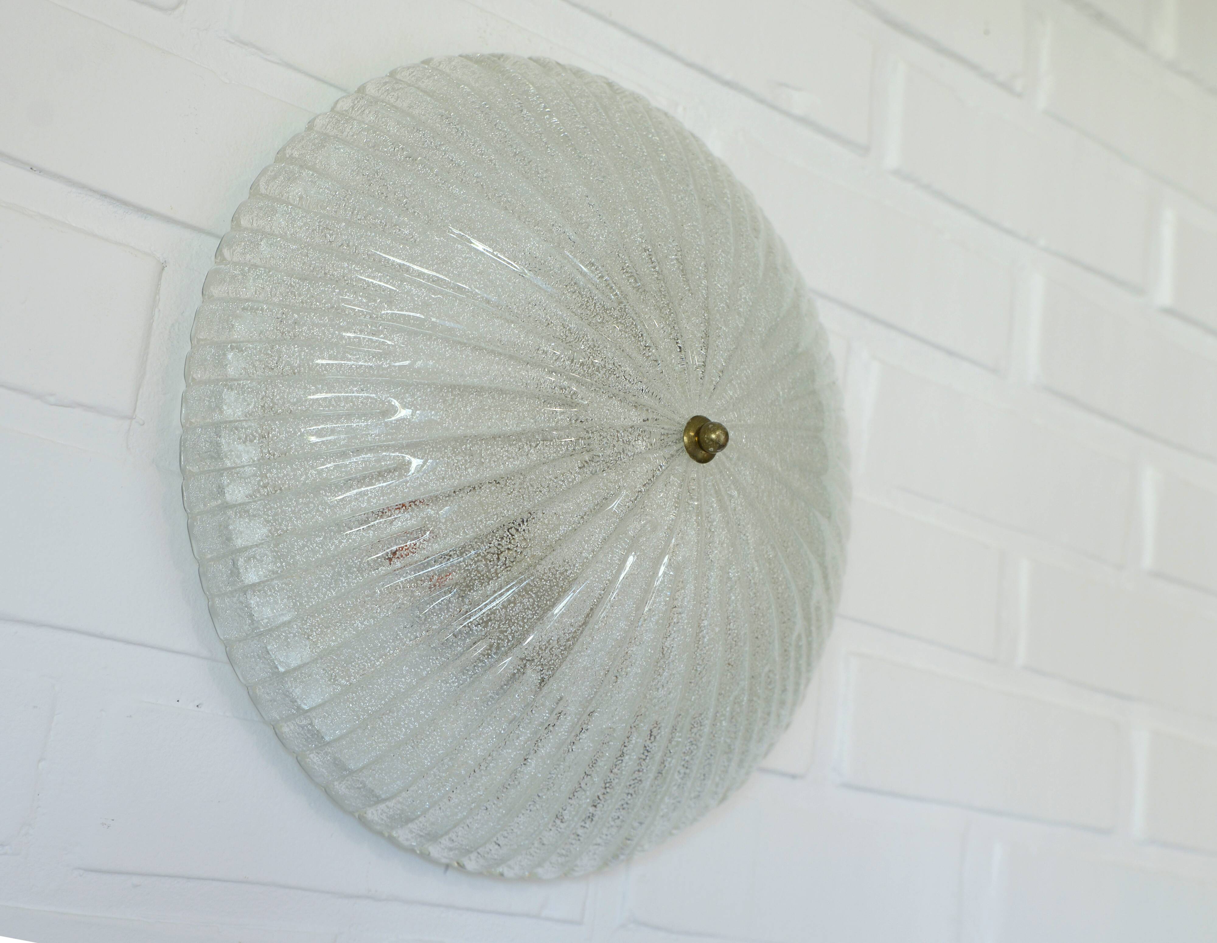 Vintage wall sconce flush mount ceiling light ice glass light fixture 1980s