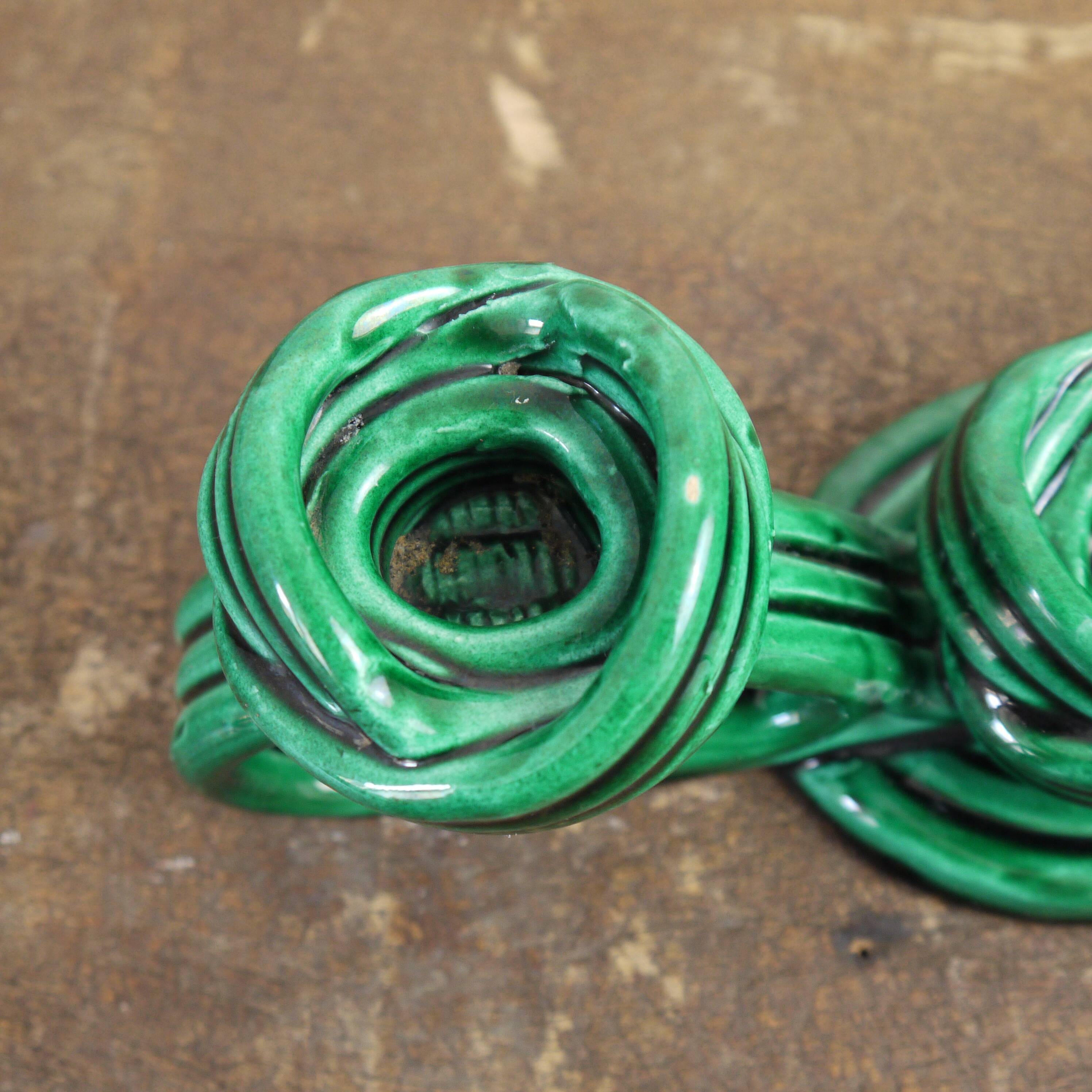 Green ceramic Vallauris Bougeoir