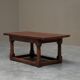 Antique solid oak coffee table in refectory style, 19th century.